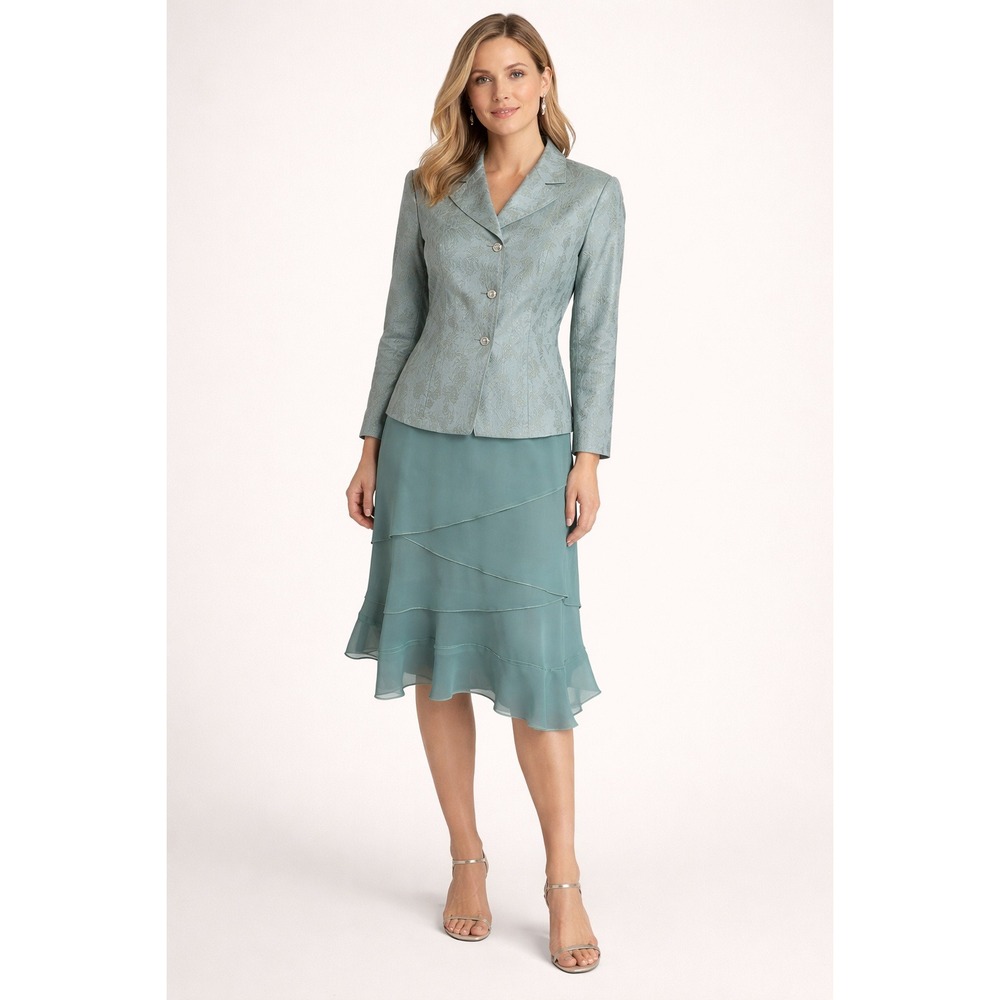 Vintage 2 Piece Skirt Suit‎ 8 Jacket Mother of Bride Occasion Mature Church Midi